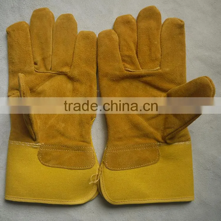 AB grade cow split leather working gloves, winter safety gloves with CE standard