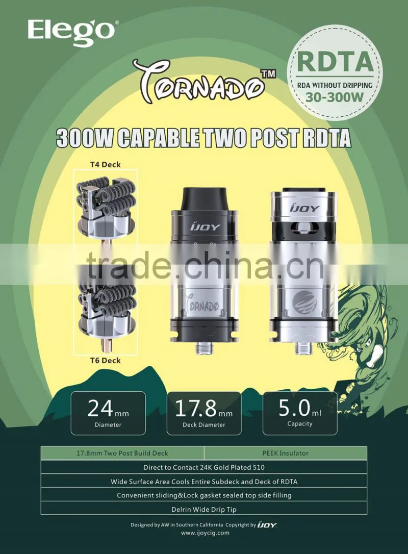 2016 Hot selling IJOY Tornado RDTA 5ml Tank With two post Tornado RDTA