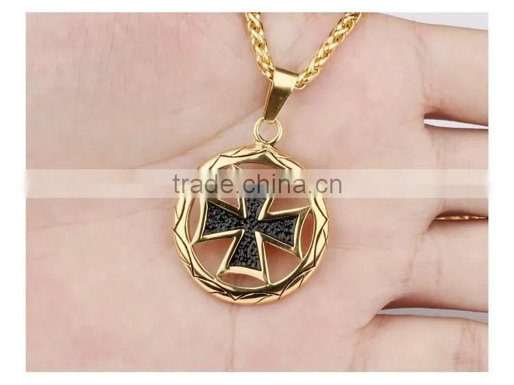 Circle the cross pendant Men's titanium steel casting necklace gold silver color promotion gift