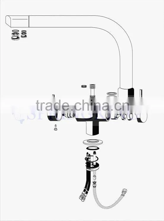 Double Handle Brass RO Faucet 3 Way Tap