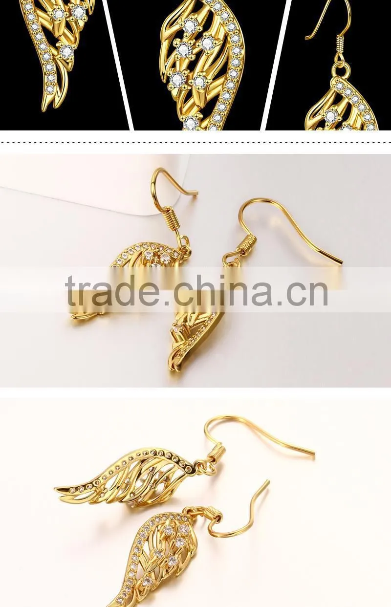 2015 new fashion design fish shape dubai gold jewelry earrings
