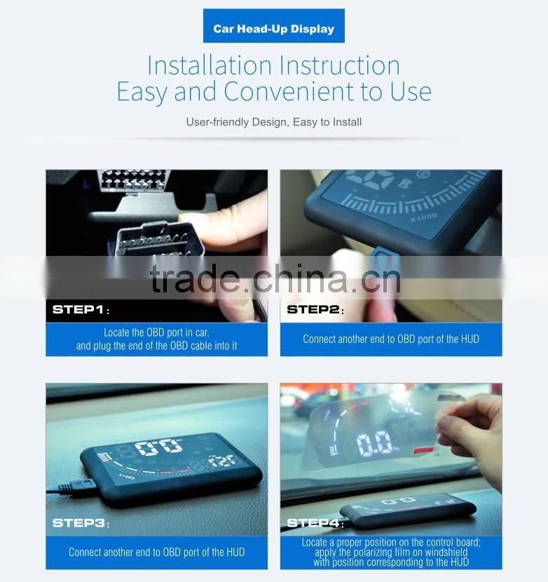 Car OBD II HUD Warning System Vehicle-mounted Car Head Up Display Projector with LED