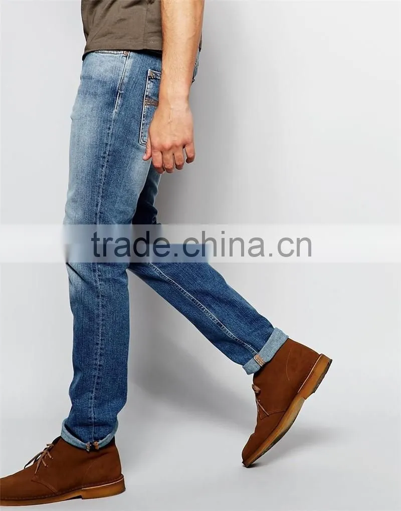 cotton men denim jean color fade proof men jean OEM service