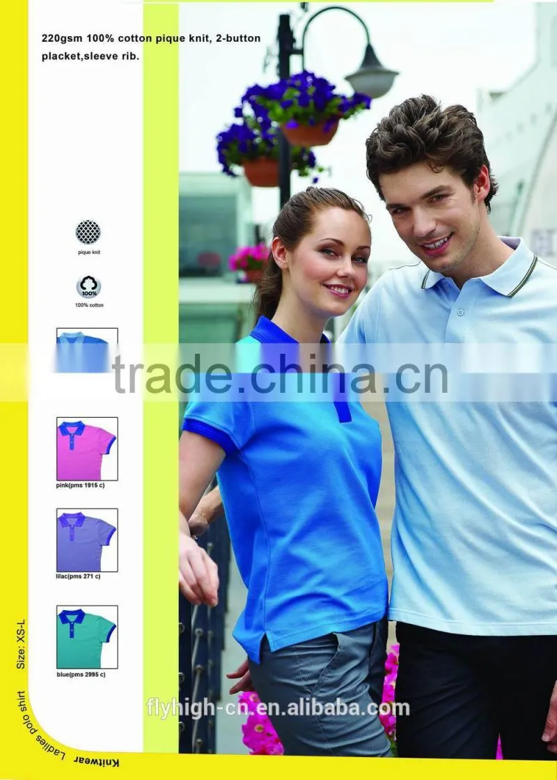 China man pique cotton polo neck t shirt