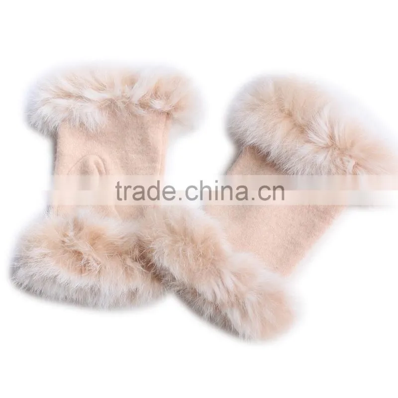 faux fur cashmere fingerless gloves