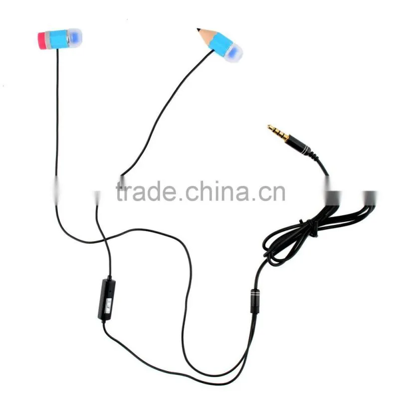 Newest Magic Pencil Stereo Earphone with Microphone and volum control SM-IP24