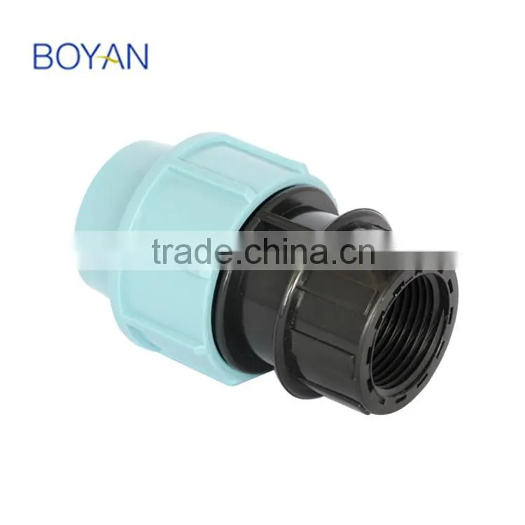 BOYAN zhejiang taizhou light blue PN16 plastic pipe fitting for irrigation compression female adaptor