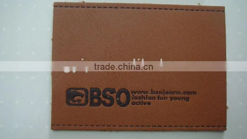 89.5*64mm orange colour real jeans leather patch