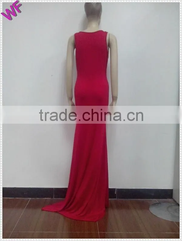 Custom Made Women Deep V neck Red Long Maxi Dress