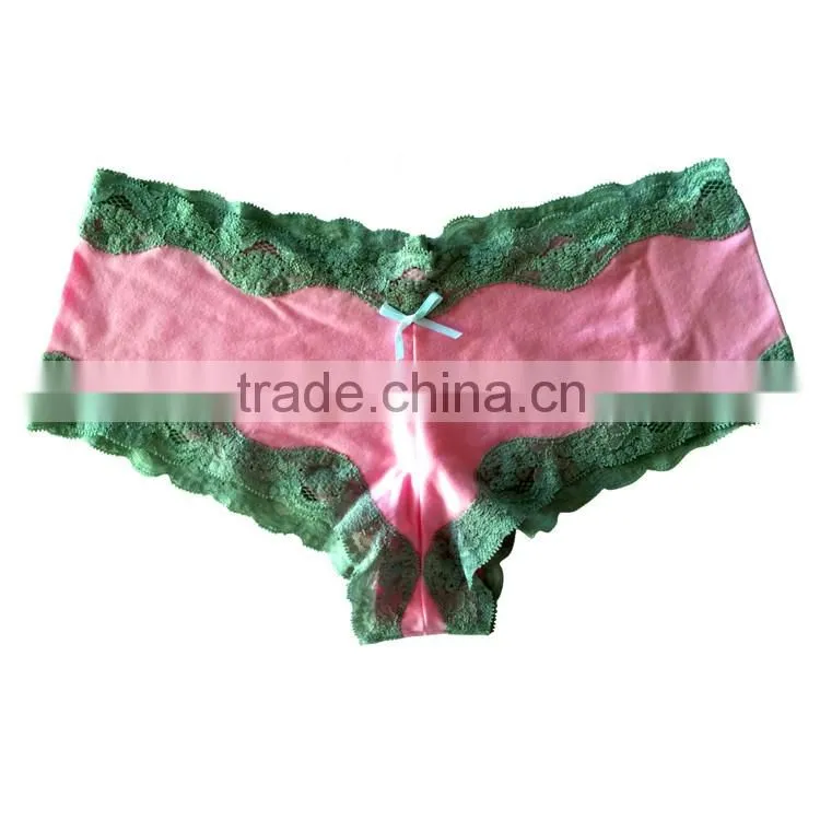 Women Lace cotton spandex single jersey printed shorty for girls underwear