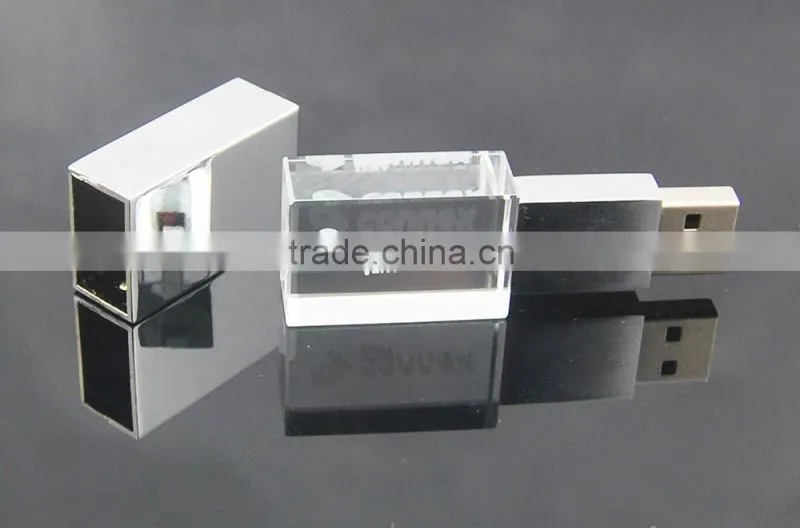 High Quality Full Capacity Crystal 16GB USB Flash Drive 8GB USB Disk Memory 3D Laser Engraved Logo in USB Key