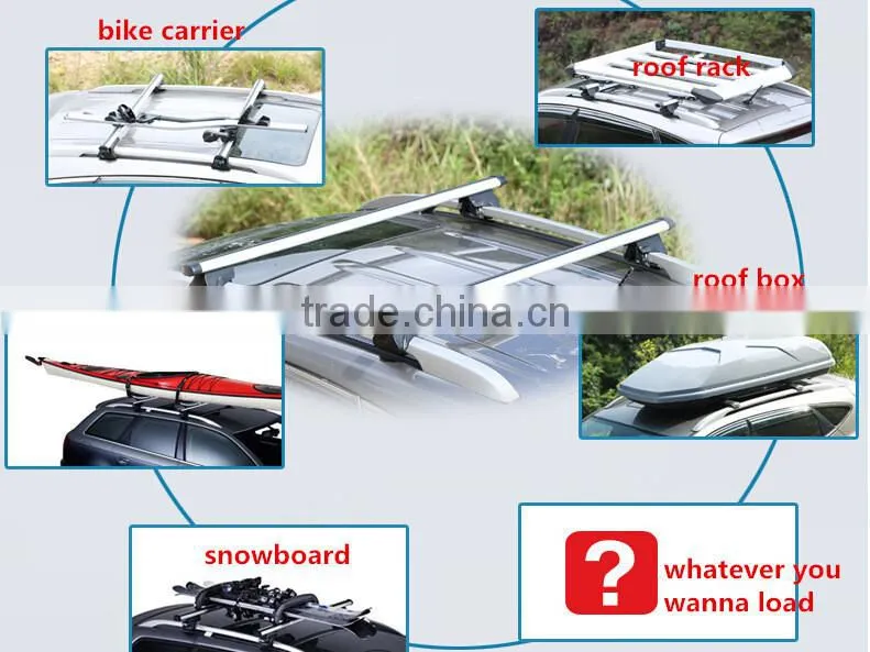 Heavy Duty Removable Aluminum Automobiles Roof Luggage Rack Lockable Crossbar