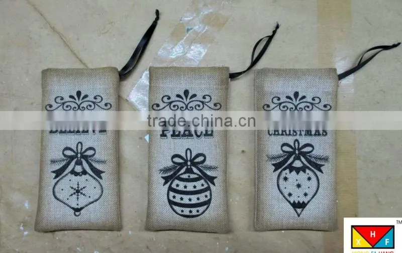 Small Handmade Christmas Fabric Gift Bags