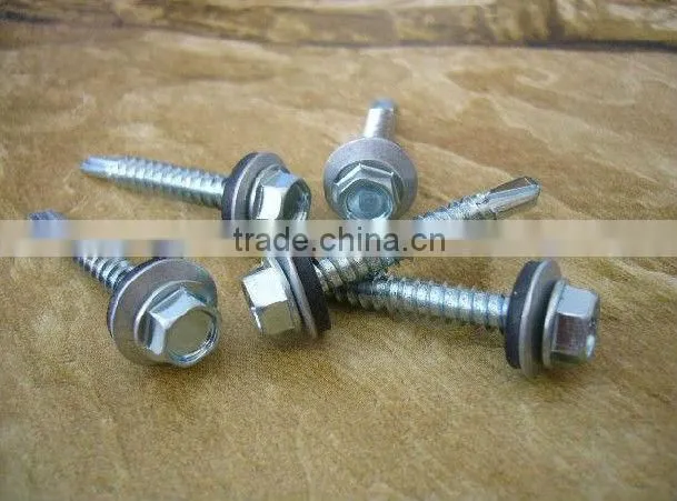 self drilling roofing screw with hex washer head