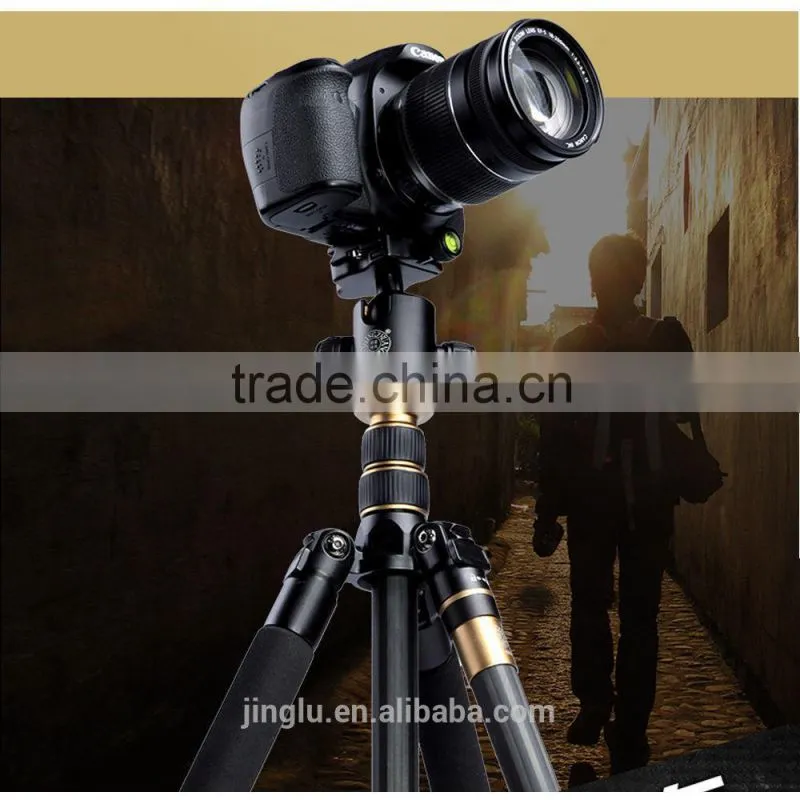 Q-666C Portable Professional Carbon Fiber Tripod &Ball Head for DSLR Camera