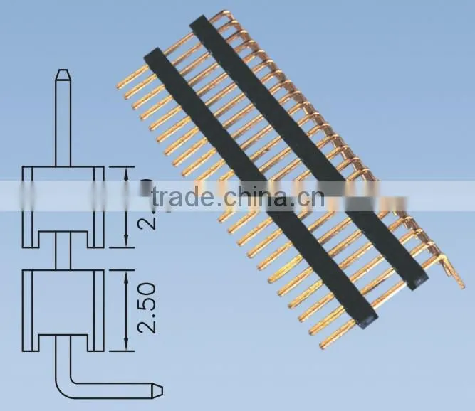 Pitch: 1.27mm Pin Header Right Angle Single Row Double Body H=2.5
