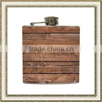 novelty 8oz stainless steel wooden hip flask