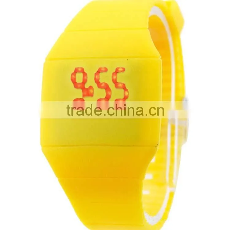 Fashion LED Digital candy silikon unisex water resistant touch screen led watch