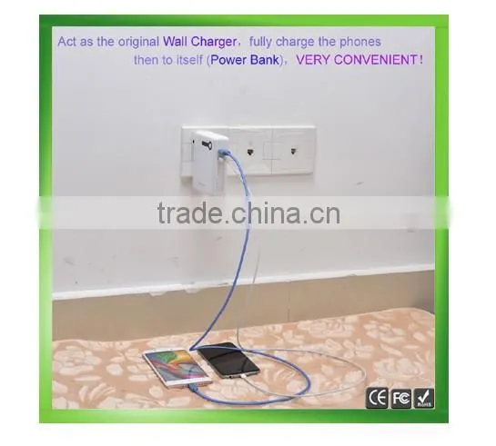 Universal Wall Charger with Battery Power bank AC plug travel charger HY-UP015 adapter