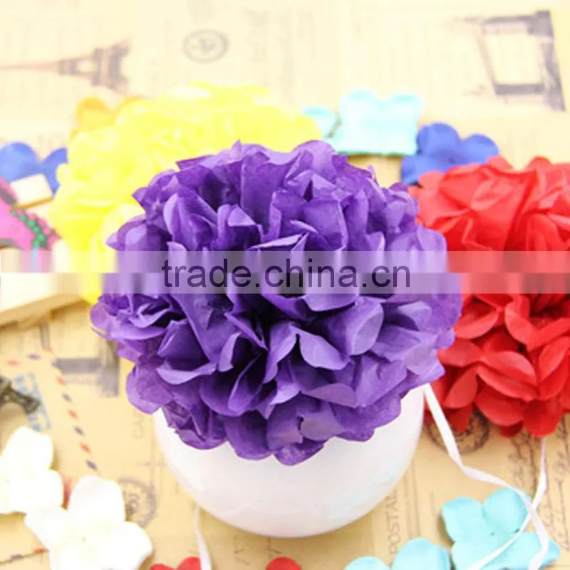 Tissue paper Pom Poms flower ball for indian wedding decoration pots