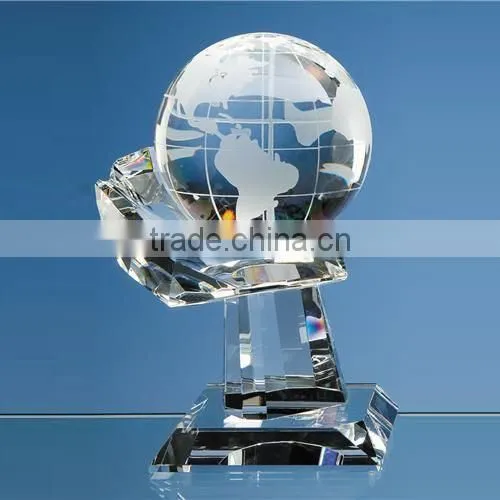 Optical Crystal Top Grade Corporate Globe Trophies