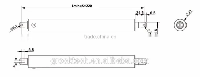 High quality tubular actuator for window skylights with 50-300mm stroke