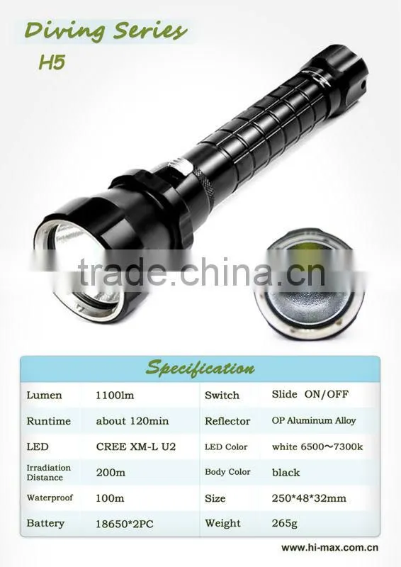 CREE XM-U2 LED 1200LUMEN HI-MAX DIVING FLASHLIGHT canister diving light