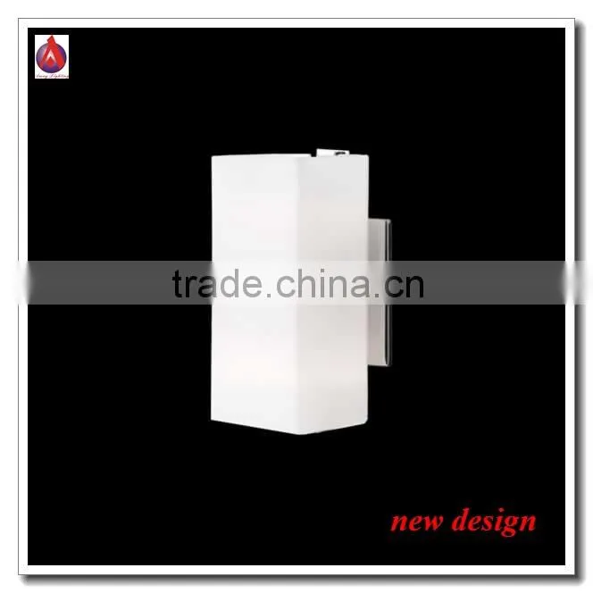 Zhongshan wall light fittings with glass shade and metal in satin nickel backplate