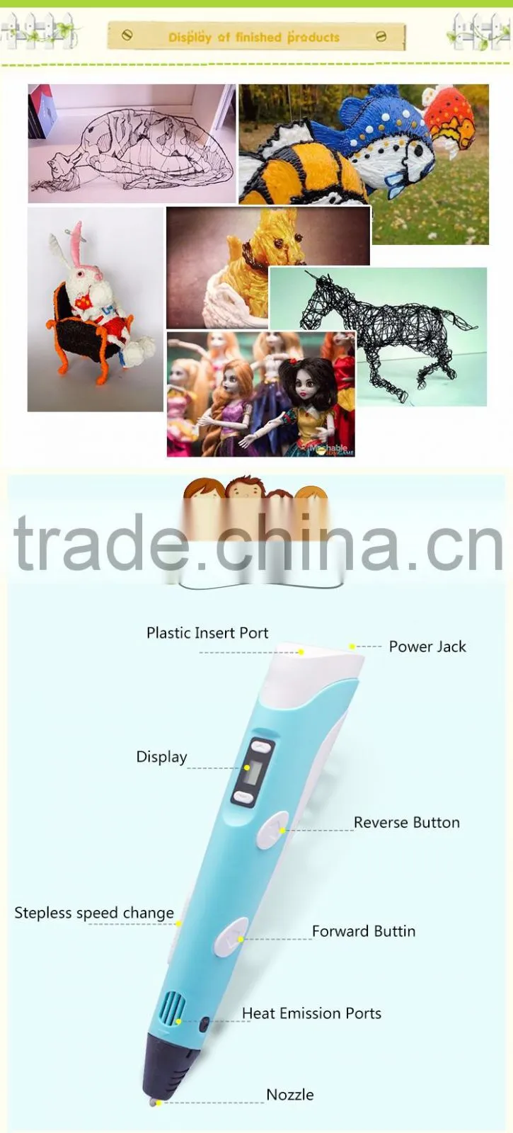 3d drawing pen magic print pen with ABS/PLA materials filament