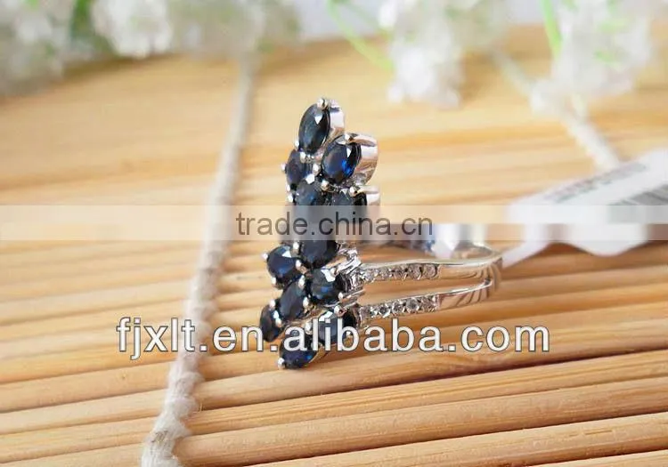 Newest European Style Blue Sapphire Gemstone Silver Ring