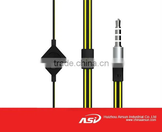 Mobile Phone Metal Earphone With Flat Cable