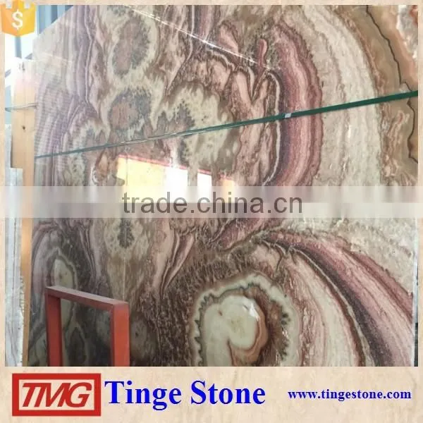 Elegant Bookmatch Red Dragon Onyx Marble Tile For Interior Decoration