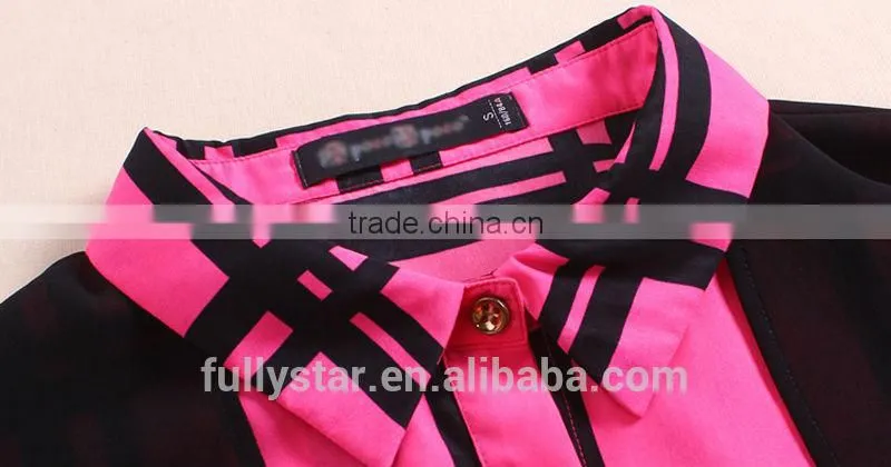 spring stitching lapel grid new color combination t-shirt 2014