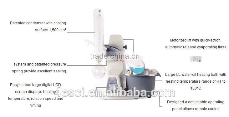 20-280rpm Clockwise & Counterclockwise Available LCD Digital Lab Rotary Evaporator