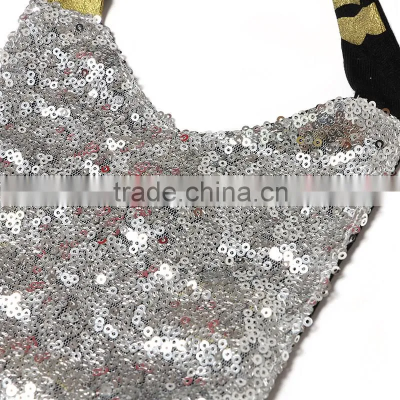 Infant summer halter party wear silver sequin top grenadines slip soft romper baby