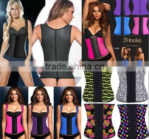 Two color 2015 wholesale 100% latex breathable waist trainer corset with a hole very cheaper