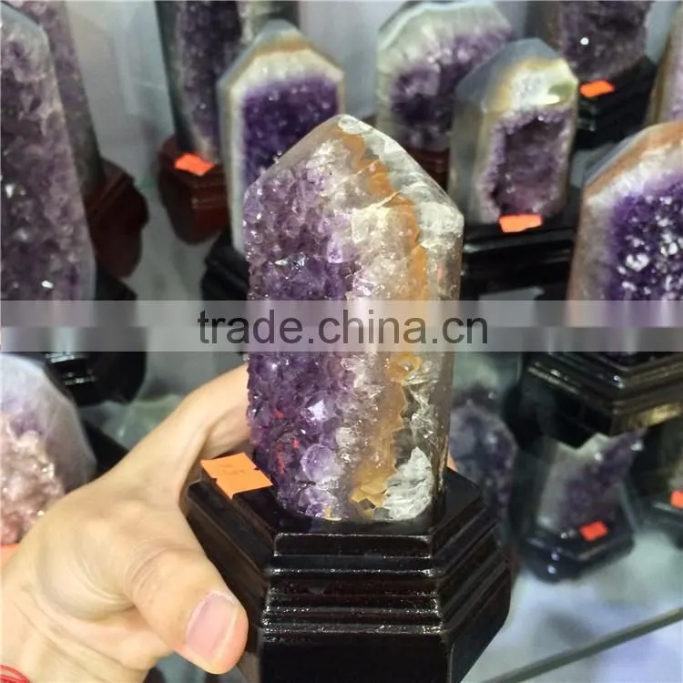 Natural Rock Amethyst Geode Cluster Wand Point Crystal Pillars