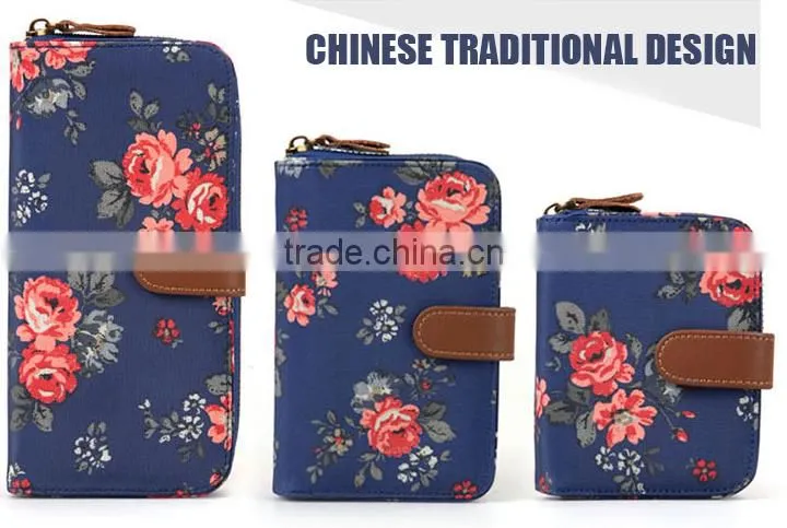 Fashion Canvas Zippered Clutch Wallet For Girls