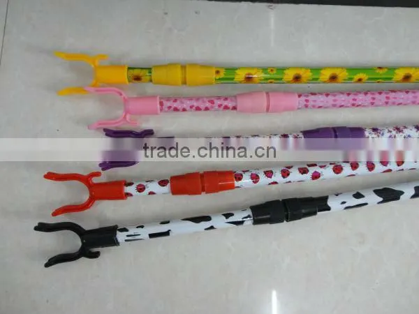 High Quality PVC Iron Metal Handle Cloth Hanger Fork Plastic Fork Telescopic Pole