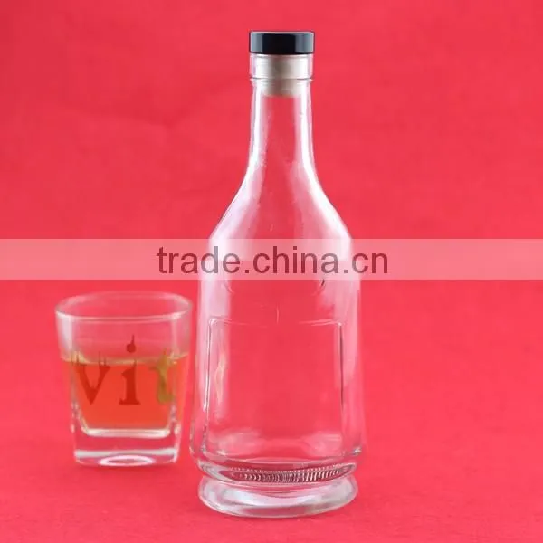 Good quality brandy short bottles 750ml alcohol empty bottles guiter shape whiskey bottles
