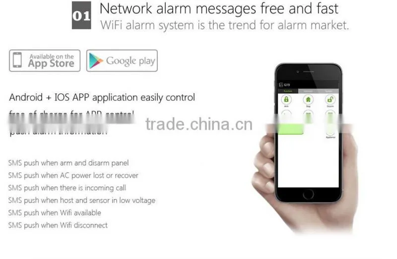 Wireless Touch RFID Color display wireless gsm alarm system with Android and IOS App