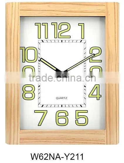 rectangled oak wooden wall clock decoration items