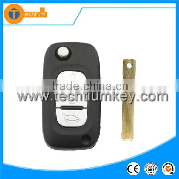 3 button Modified flip key case shell with 307 No groove on blade car remote key blank fob for Renault Modus logan clio Kangoo