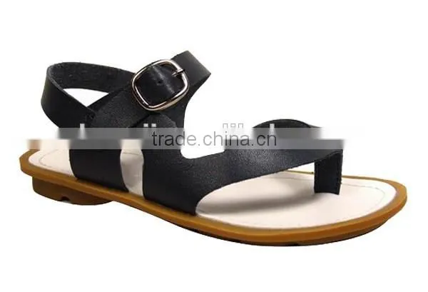 New Trendy Girls Pure Color Leather Casual Thong Sandals