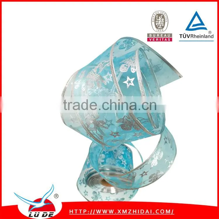 2015 Colorful Gift Organza Wired Christmas decoration Ribbons