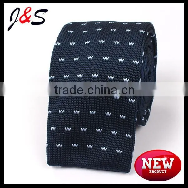 new arrival pink knitted tie with white polka dots KT064