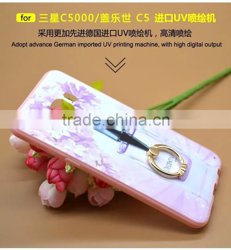 Newest Fashion Ring Holder For Samsung C5 Phone Case Uv Prefume Printing TPU+PC 2 In 1 Hybrid