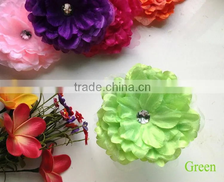 2014 Top Quality Bridal Hair Flower Artificial Elegant Gauze Peony Hair Flower Clip