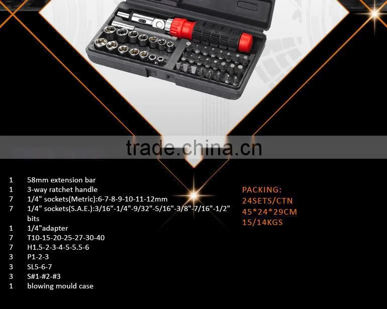 41Pcs Mini Force Tools Kit Set with Socket&Bit Set