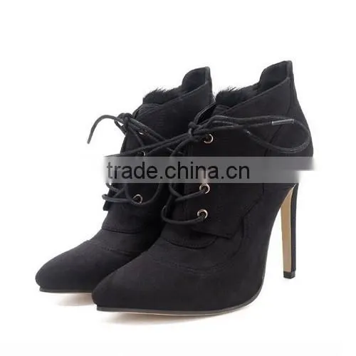2016 winter high quality women ankle boots lace up high heel ankle boots PF4410